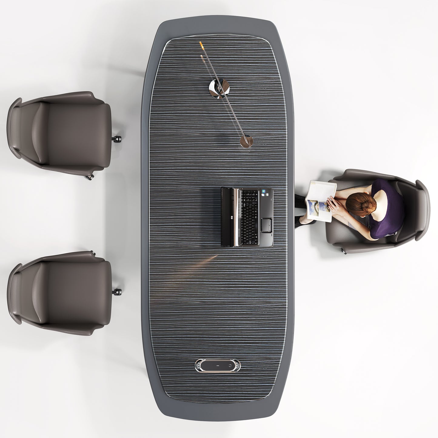 Two-tier desktop with a high-gloss finish office desk